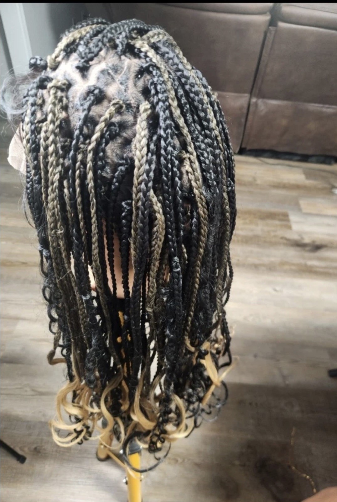 Braided full Lace Curly Black Brown Blonde Free-Part Wig with Baby Hair