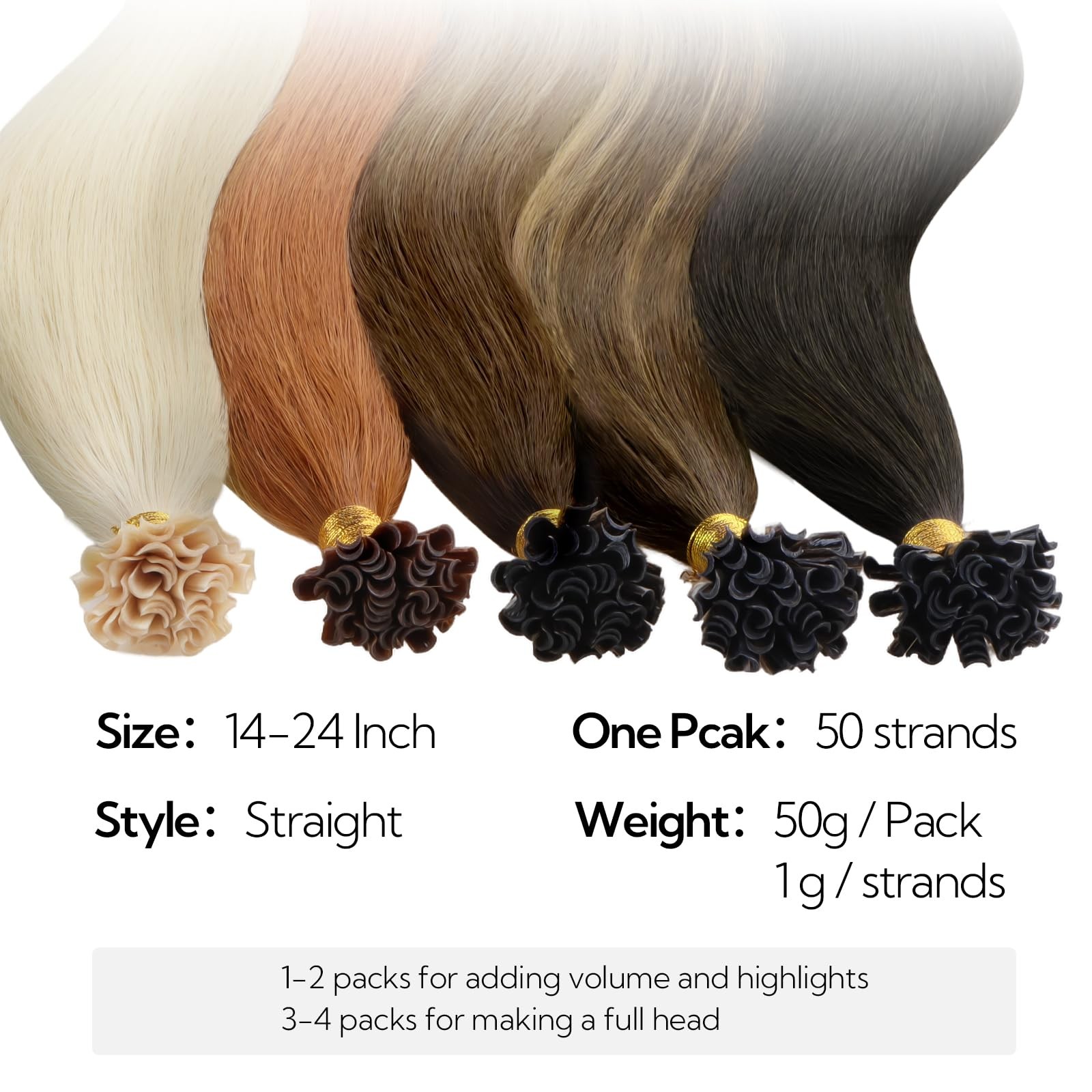 Hotbanana U Tip Hair Extensions 16 Inch 50G 50S Dark Brown To Light Brown And