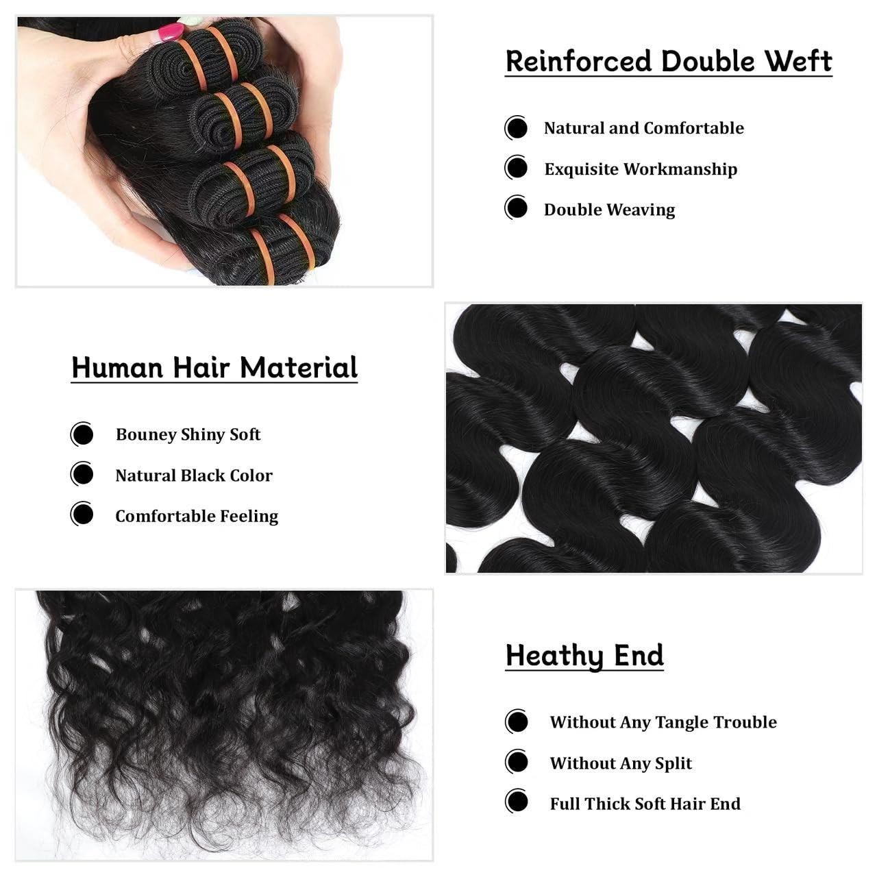 16A Raw Body Wave Human Hair Bundles 100% Unprocessed Virgin Extensions 14-20
