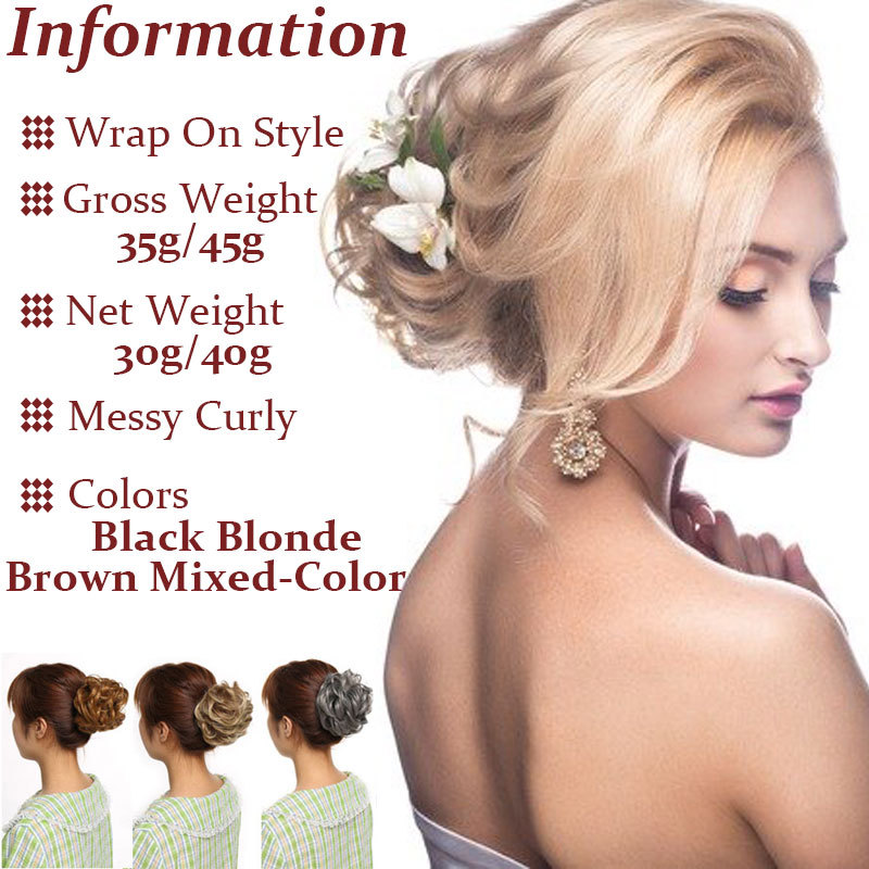 Large Curly Updo Messy Curly Bun Chignon Clip in Hair Piece Extensions THICK FEM
