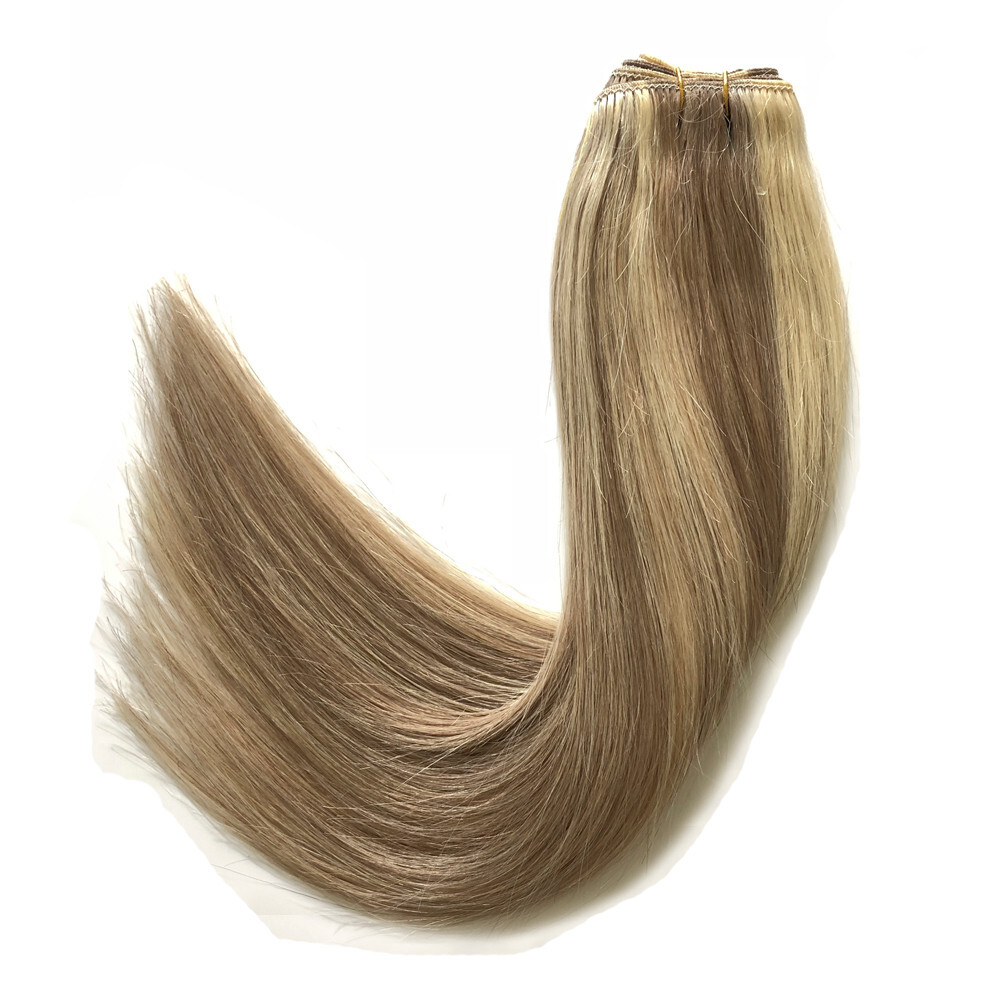 Weft Human Hair Extensions Double Weft Sew-In Weave Real Remy Straight Hair 100g