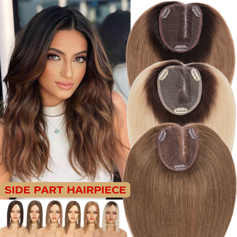 Invisible Clip In Hairpiece 100% Human Hair Lace Topper Toupee Hairline Lace PCS