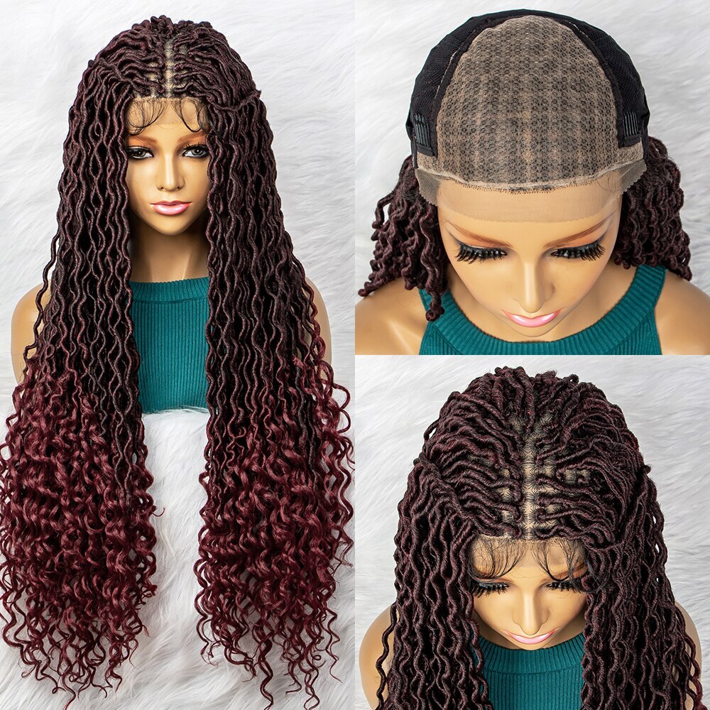 32″ Synthetic Lace Front Wig Braided Wigs Braid With Baby Hair Braided Curly