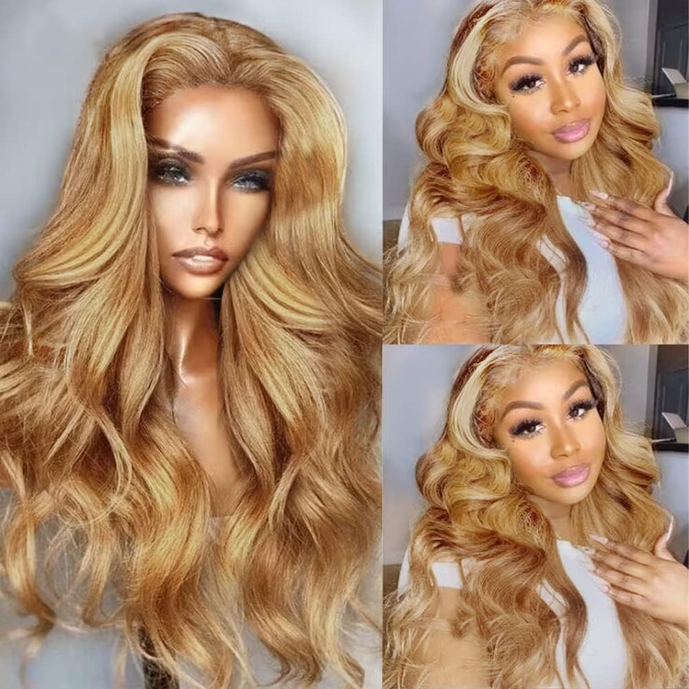30″ Honey Blonde Body Wave HD Lace Front Wig – 250% Density Human Hair