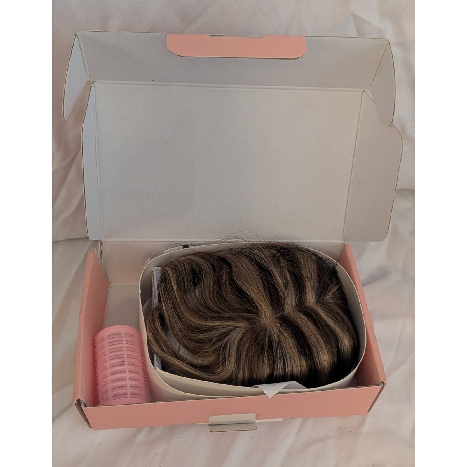Rich Choices Human Hair Topper W/ Bangs Clip In 6″ Med Brown Highlight Blonde