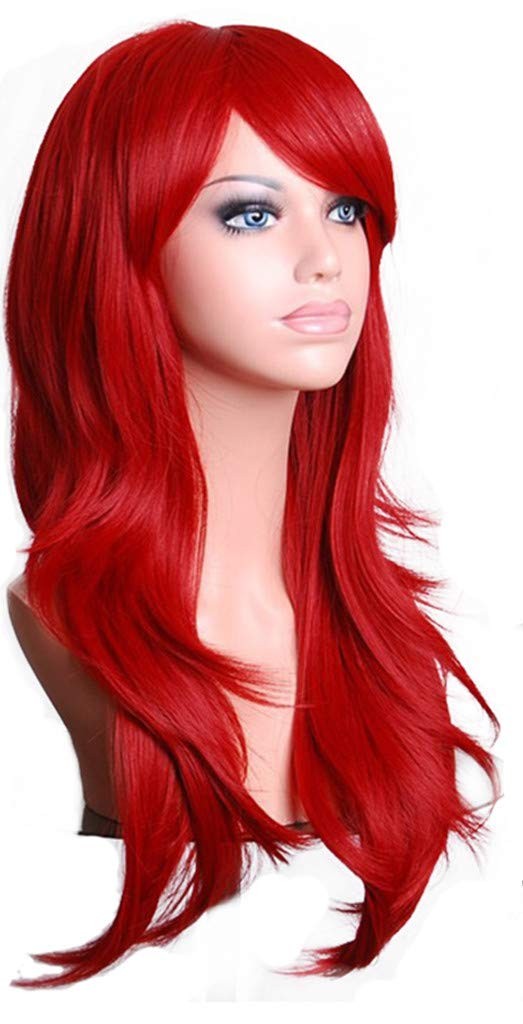 Wigs 28″ Long Wavy Hair Heat Resistant Cosplay Wig for Women (Red)