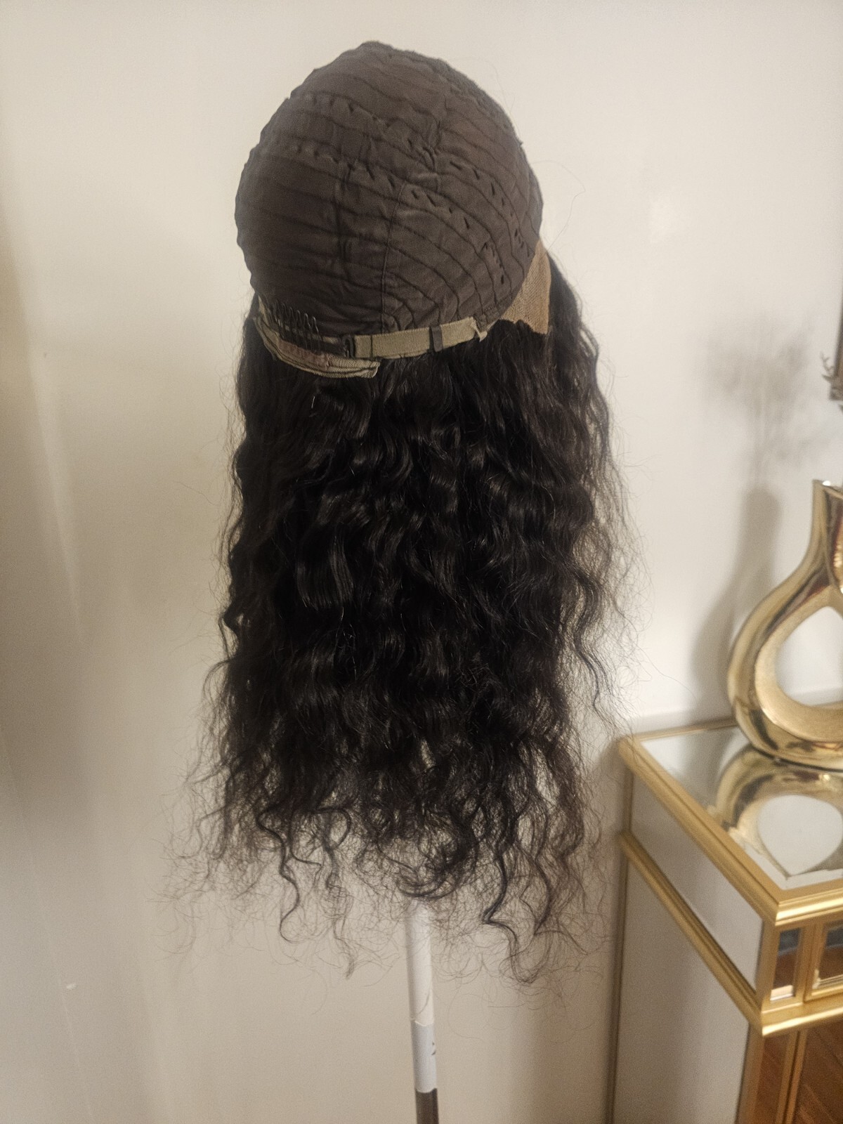 High Quality regular Top Black 24″ Water Wave 150% Virgin Human Hair Lace Wig