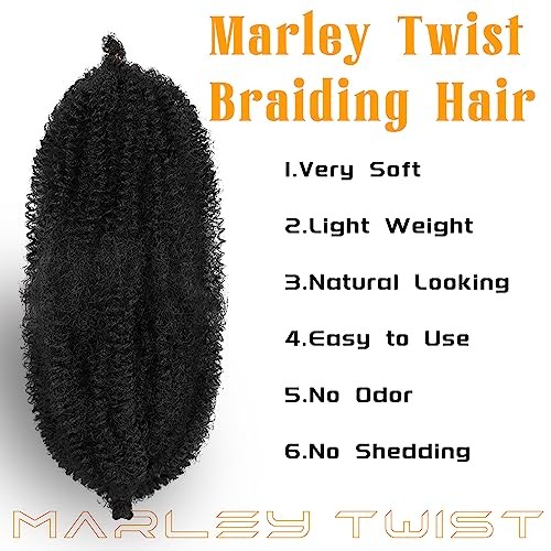 Springy Afro Twist Hair 30 Inch Pre Separated Spring 30 Inch(Pack of 3) Black