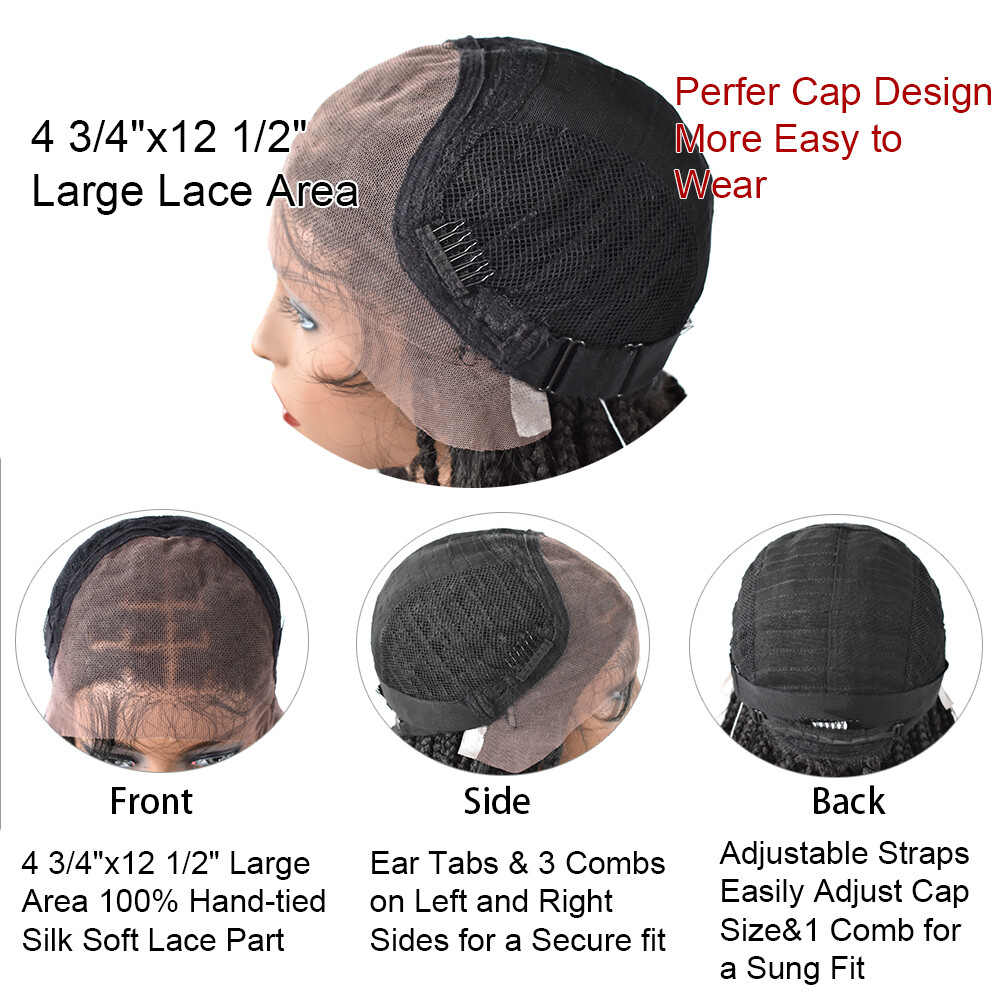 Lace Front Cornrow Hand Braided Lightweight Glueless Women Wig Synthetic Wavy US