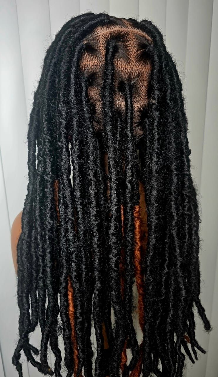 Black tint with brown dreadlock synthetic braided wig