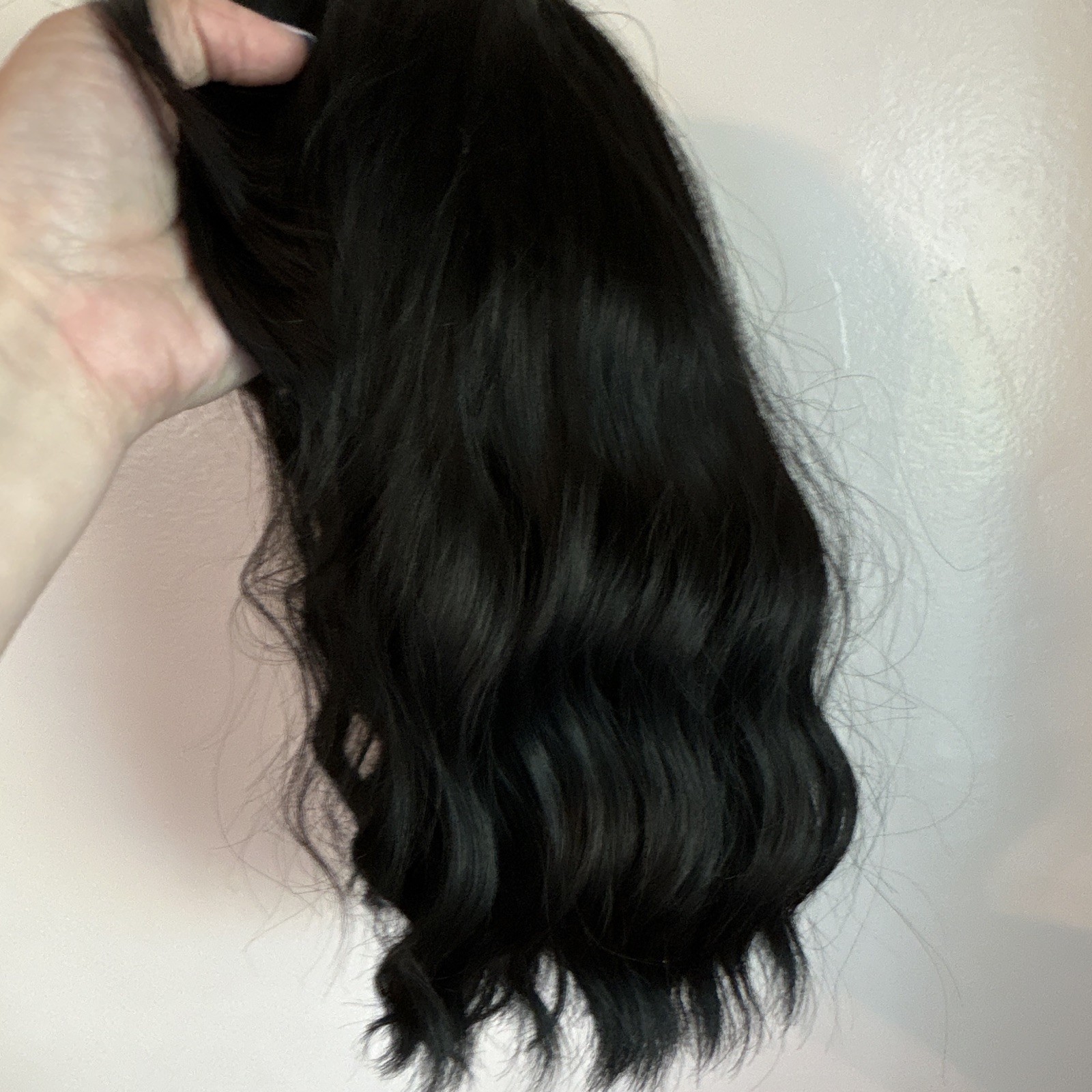 Elfairy 2 Black Wavy Clip-In Wig with Bangs, Classic Cap, Adjustable Strap