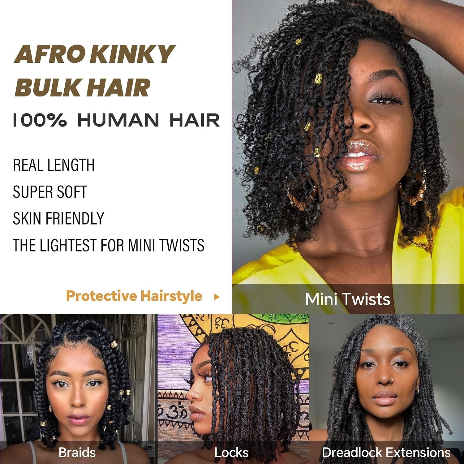 Afro Kinky Human Hair Bundle – Natural Texture Twist & Locs