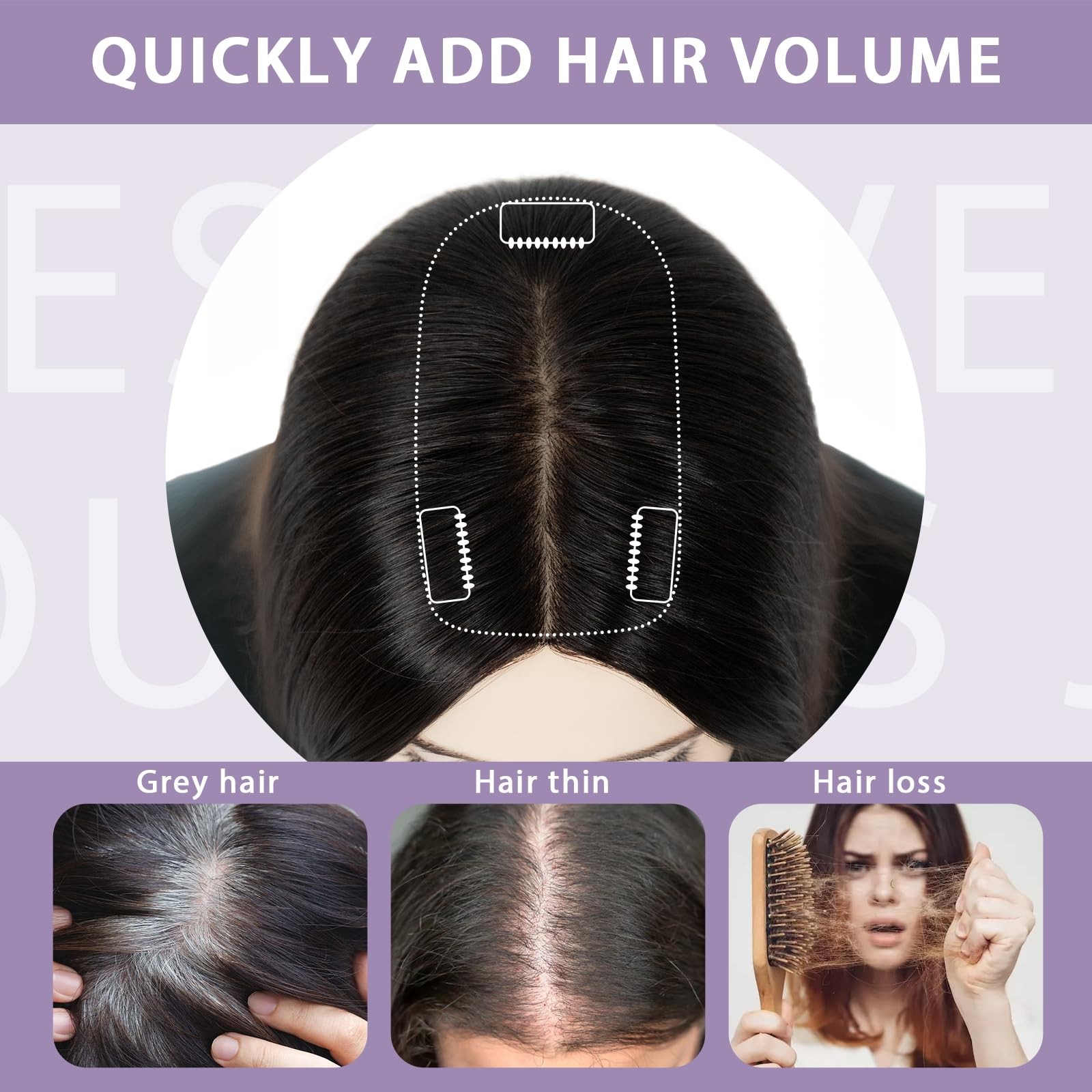 Topunique Hair Toppers For Women Real Human Hair 3X5 Inch Injected Silk Base 12