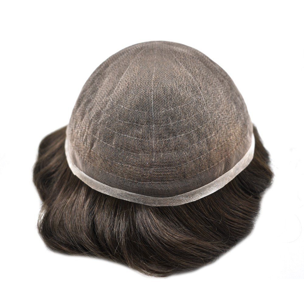 Breathable Full French Lace Men Hair System Natural Human Hair Mens Toupee