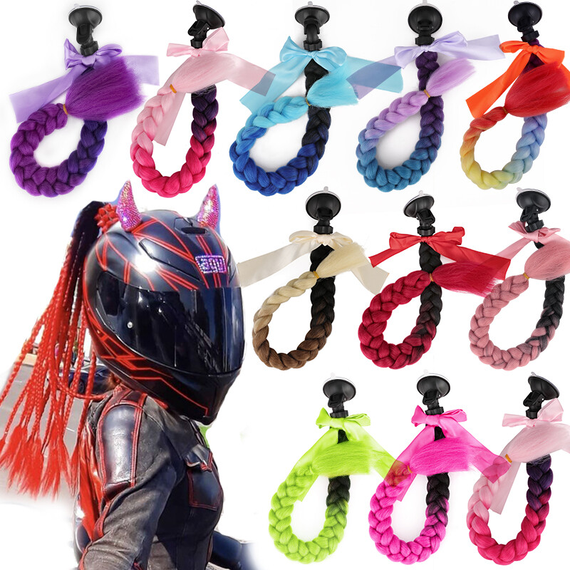 Helmet Pigtails Ponytail Bow Decoration Pigtail Motorcycle Bicycles Accessories