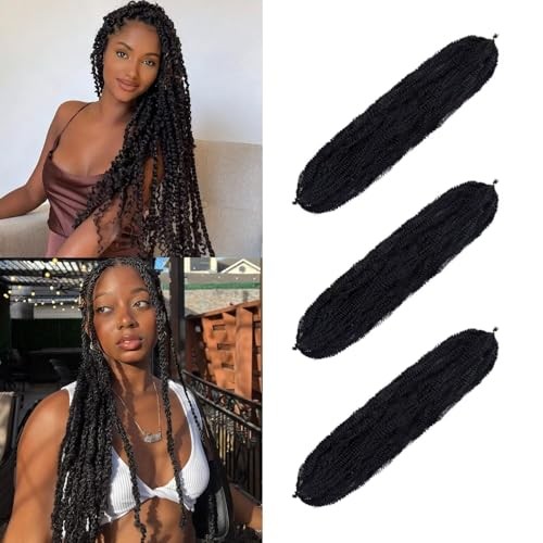 Springy Afro Twist Hair 30 Inch Pre Separated Spring 30 Inch(Pack of 3) Black
