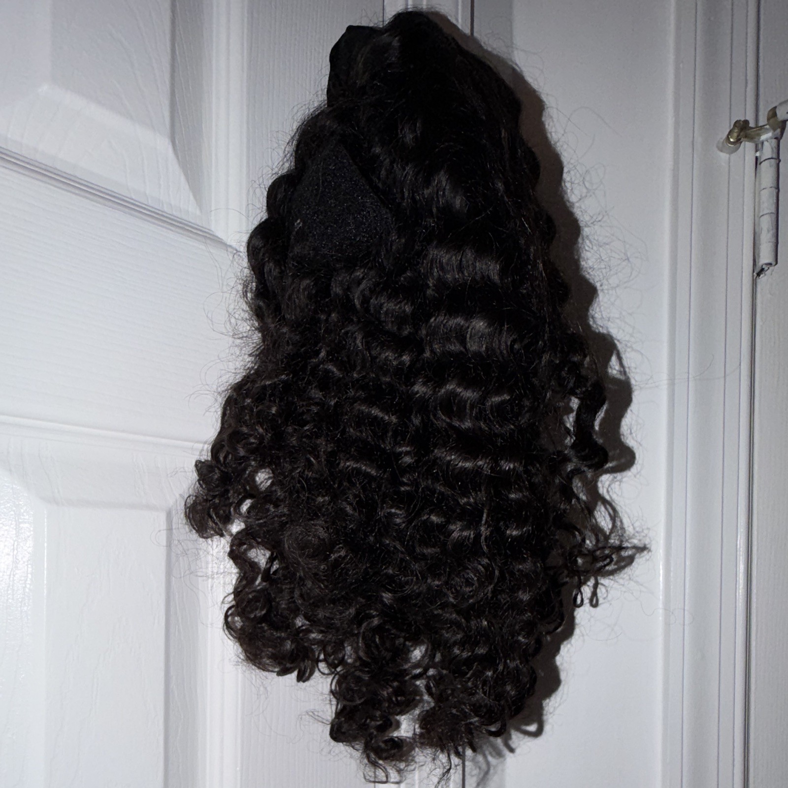 Luvme Hair Curly Black Human Hair Wig Clip-In Classic Cap 21-30 in