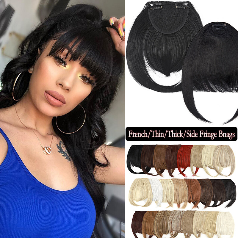 Front Hairpiece Thin Air Bangs Neat Clip In On Fringe Hair Extensions As Human