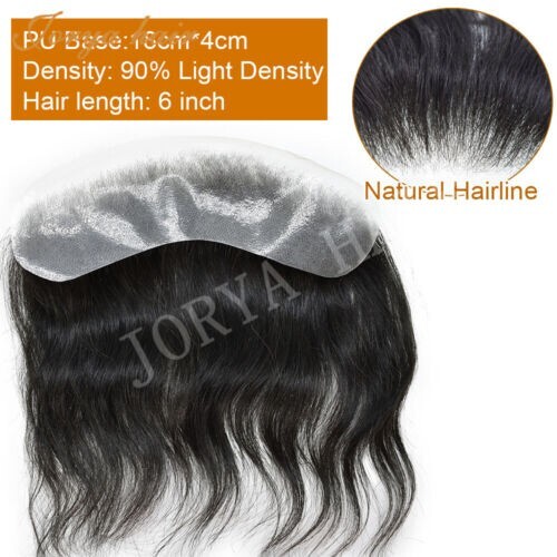 Mens Forehead Frontal Human Hair Piece V Loop Front Hairline for Men Hair System