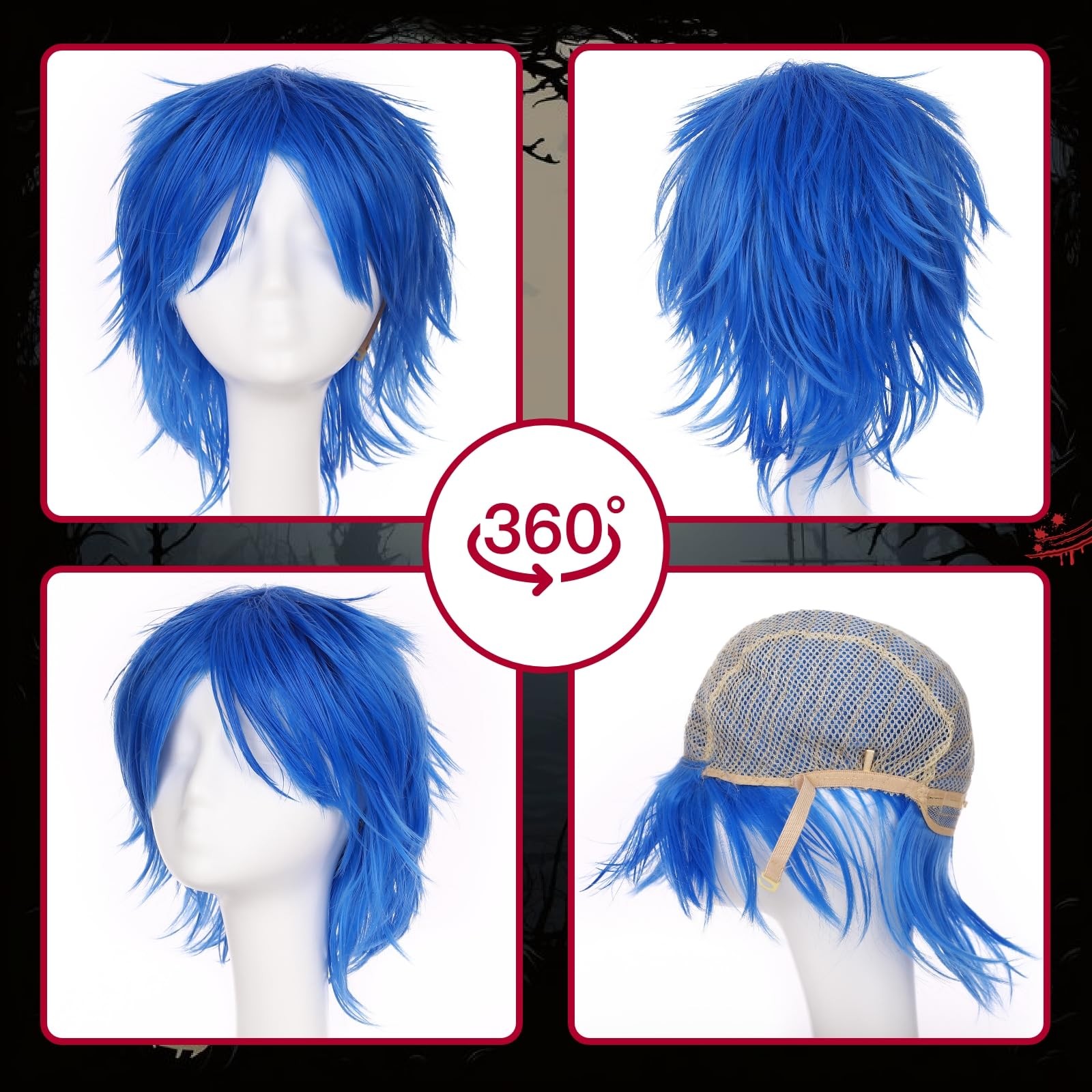 Unisex Cosplay Anime Wigs for Women Men Synthetic Layered Short Hair with Ban…