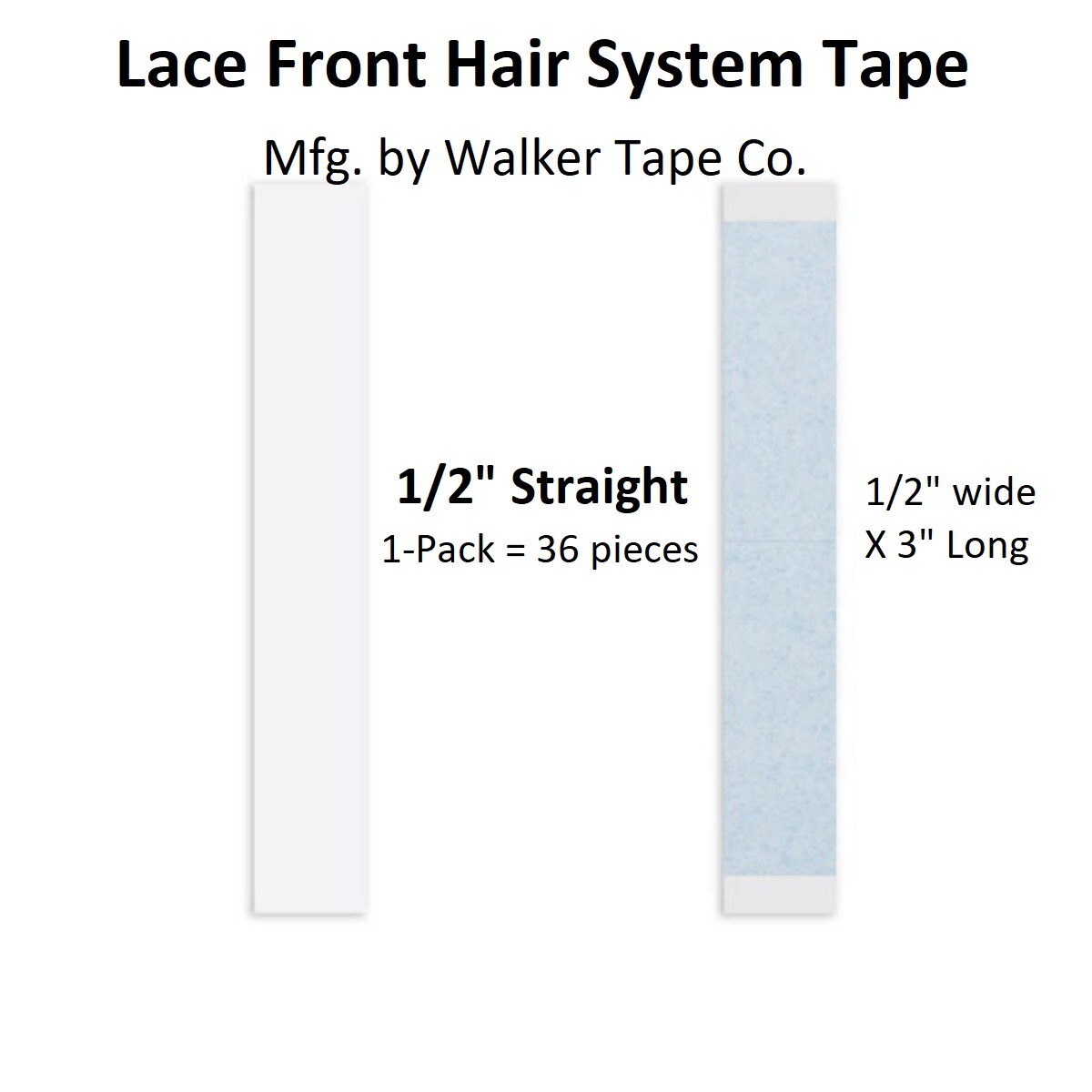 Lace Front Hair System Tape By Walker Tape 1/2 inch Straight 1-pack = 36 pcs