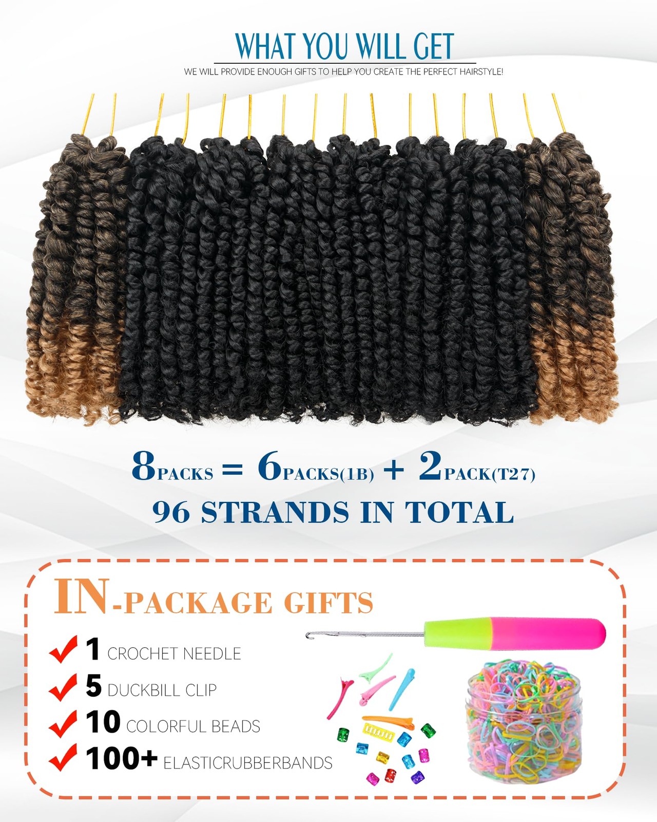 Miss Sula 8 Inches 8 Packs Passion Twist Crochet Hair-Mixed Color Combination
