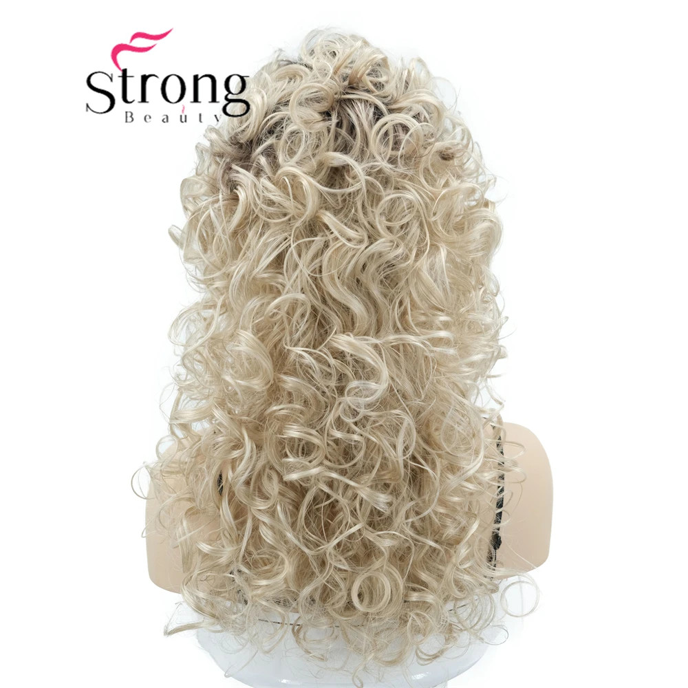 Women Ombre Blonde Brown Curly Wigs None Lace Fashion Blonde Wigs Heat Resistant