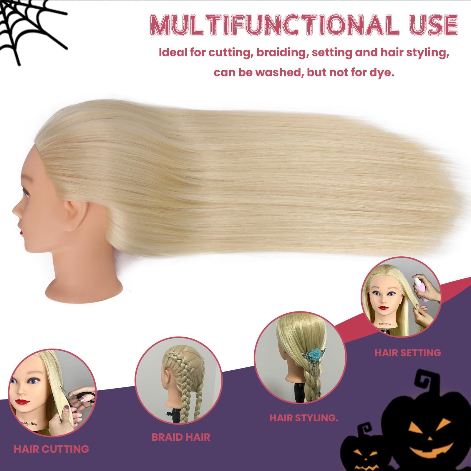 26″-28″ Mannequin Head Styling Head Human Hair Cosmetology Manikin Doll Train…