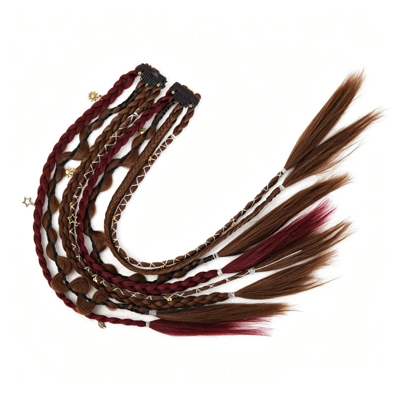 Bohemian Hand Woven Synthetic Long Hair Clip Braid Wig with Decorative Easy Wear