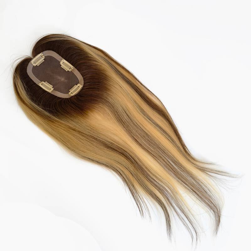 Women’s Clip-on Mono Base Hairpiece Virgin Hair 5” X 3”