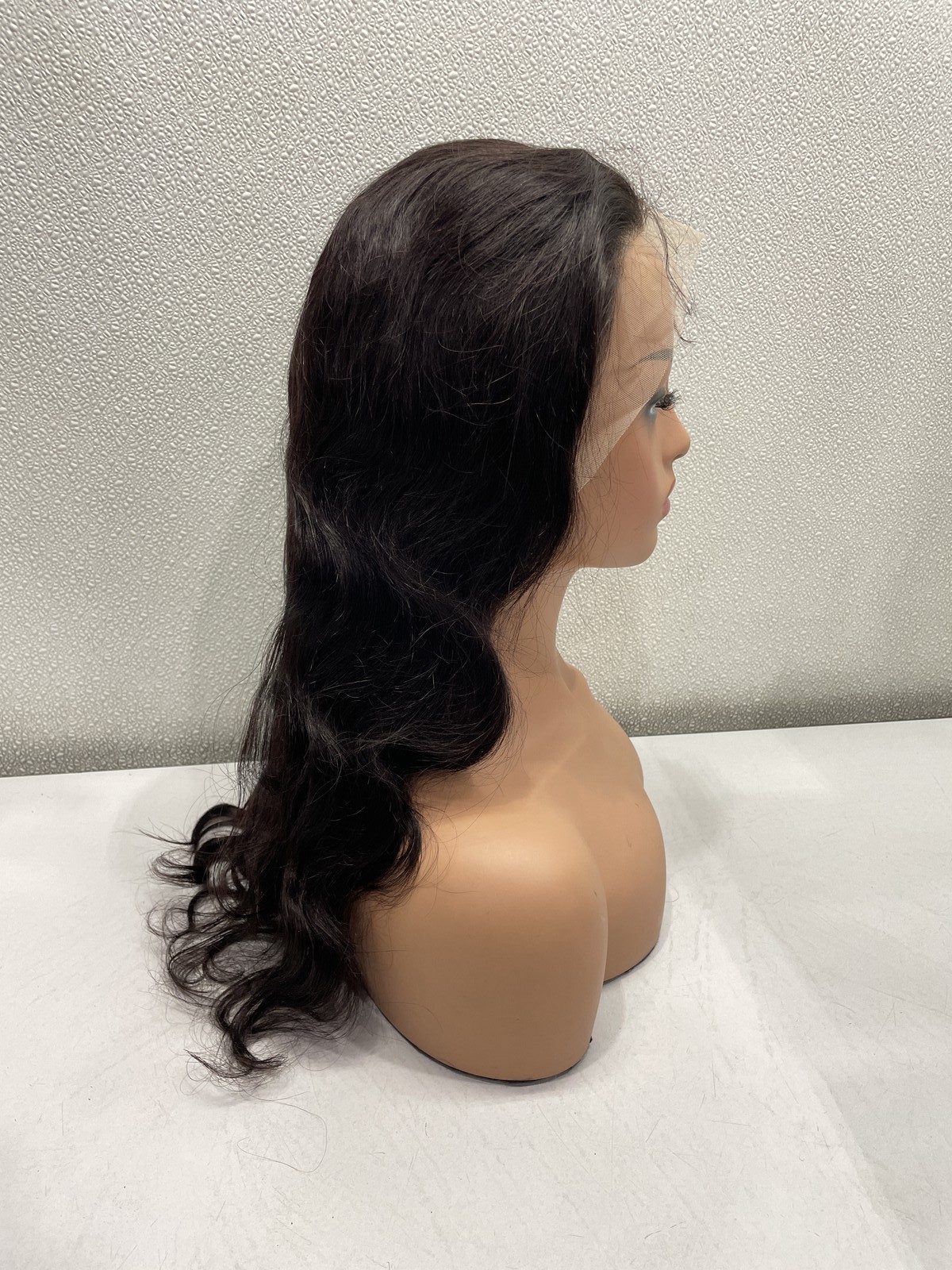 Natural Black Body Wave Human Hair Blend 13×4 Lace Front 180% Density Wig, 18″