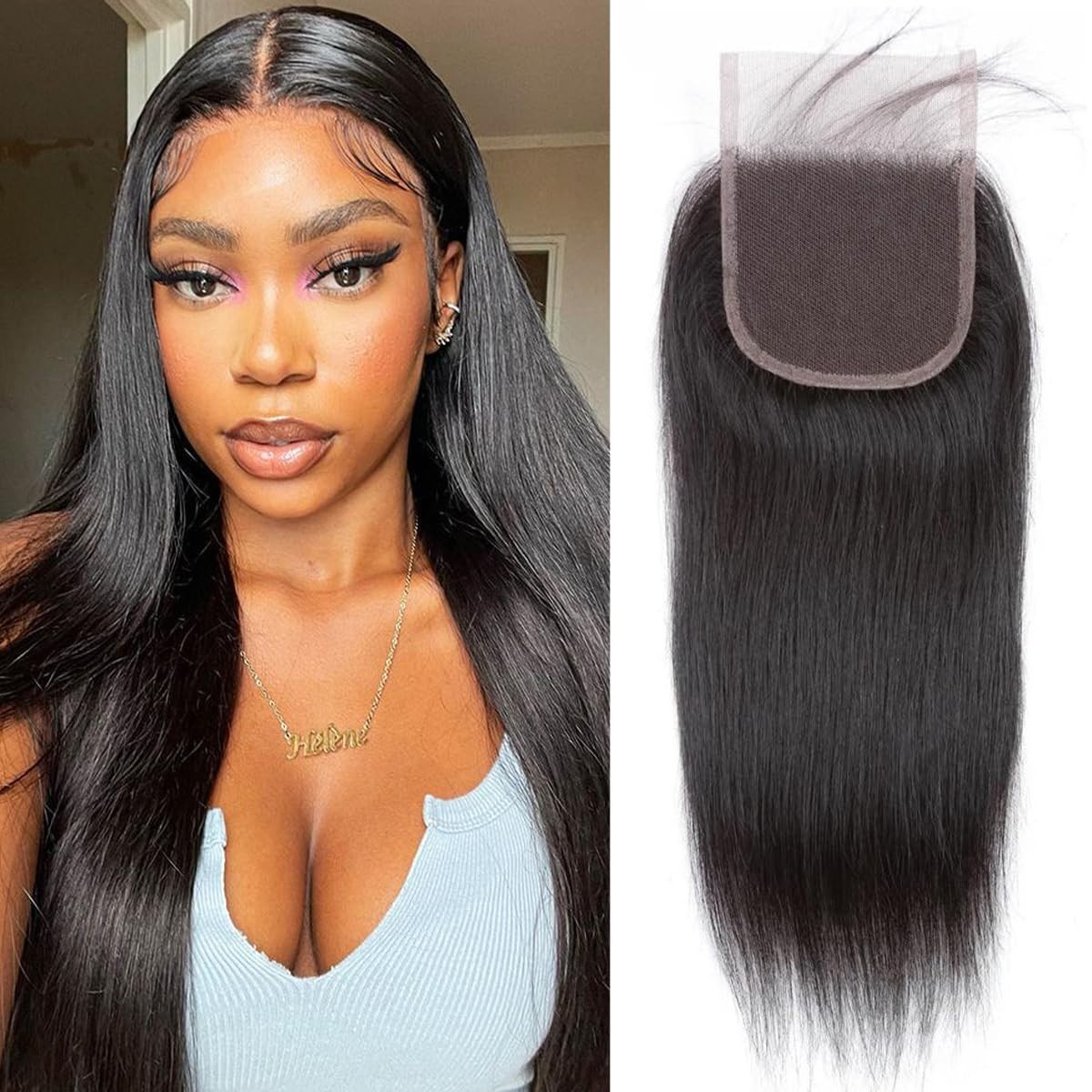 Versatile 4×4 HD Lace Hair Closure – 8 Inch Straight with Pre-Plucked Hairline