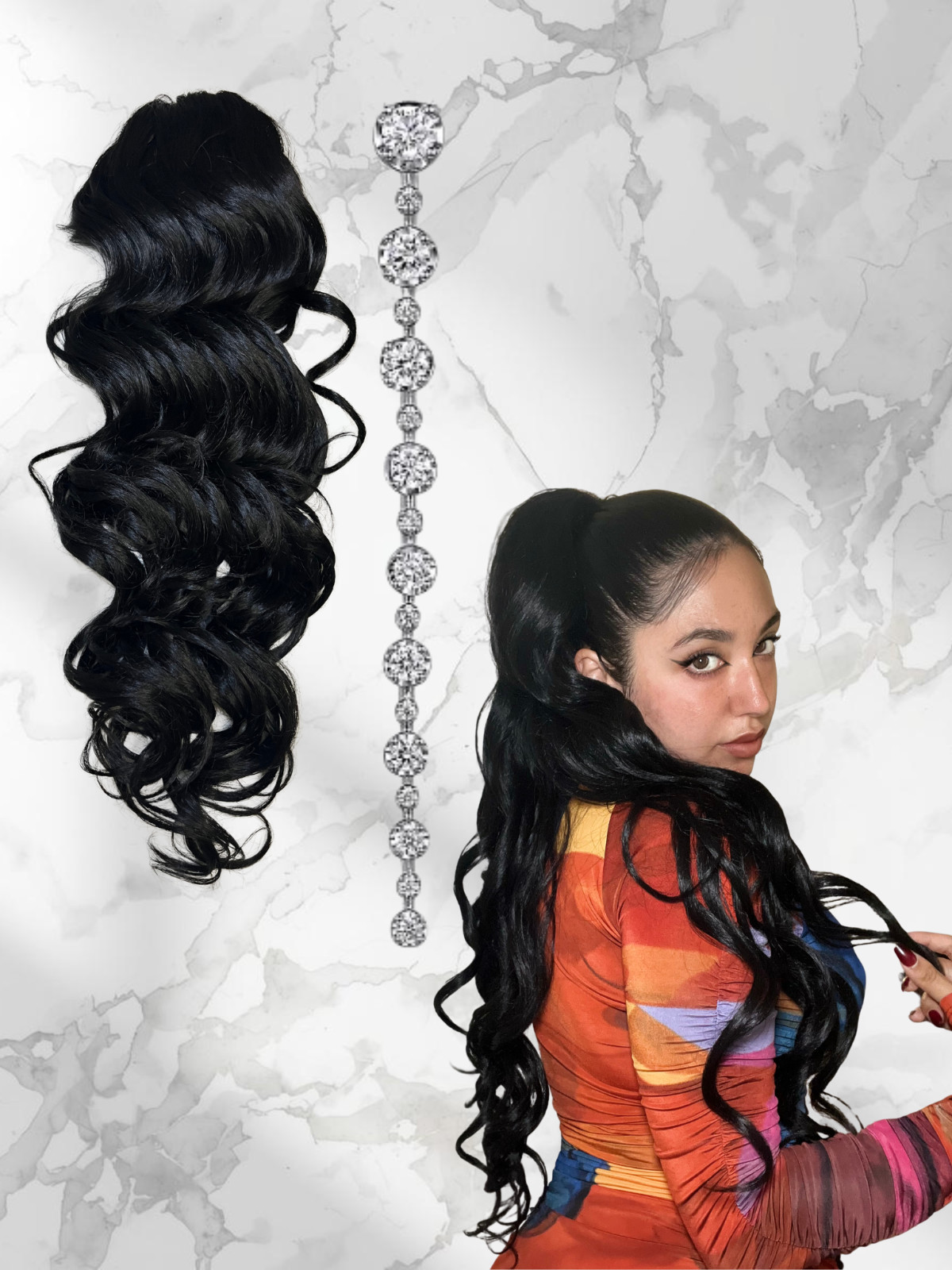 New- Rio Girl 26 inch Drawstring Ponytail Extension 1B (Natural Black)