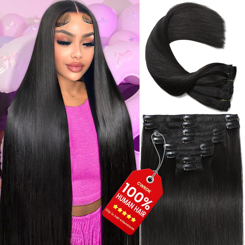 Cwrdk Clip In Hair Extensions Real Human Hair 22Inch 110G 100 Brazilian Remy