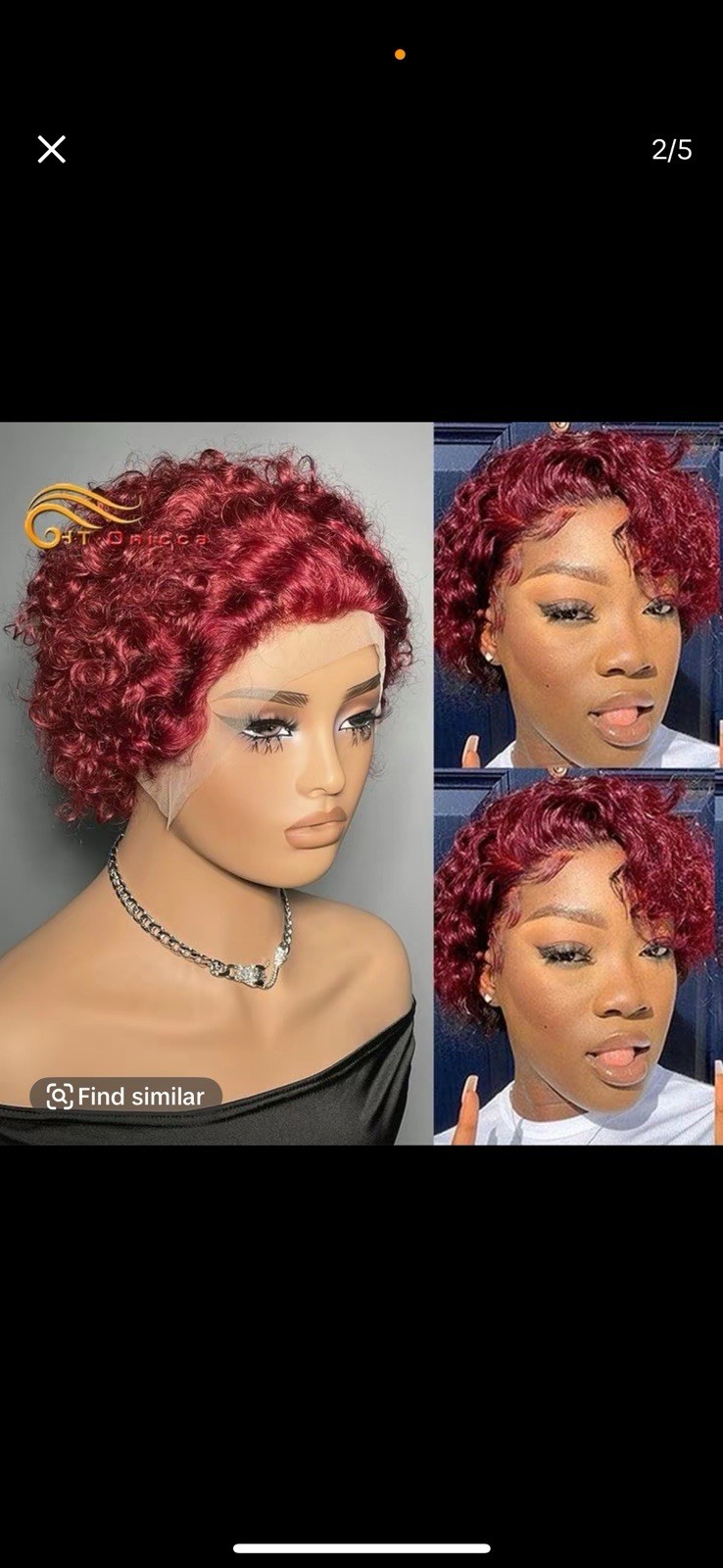Onetide Human Hair Curly Lace Front Wig, 36in, Multi-Color for Women