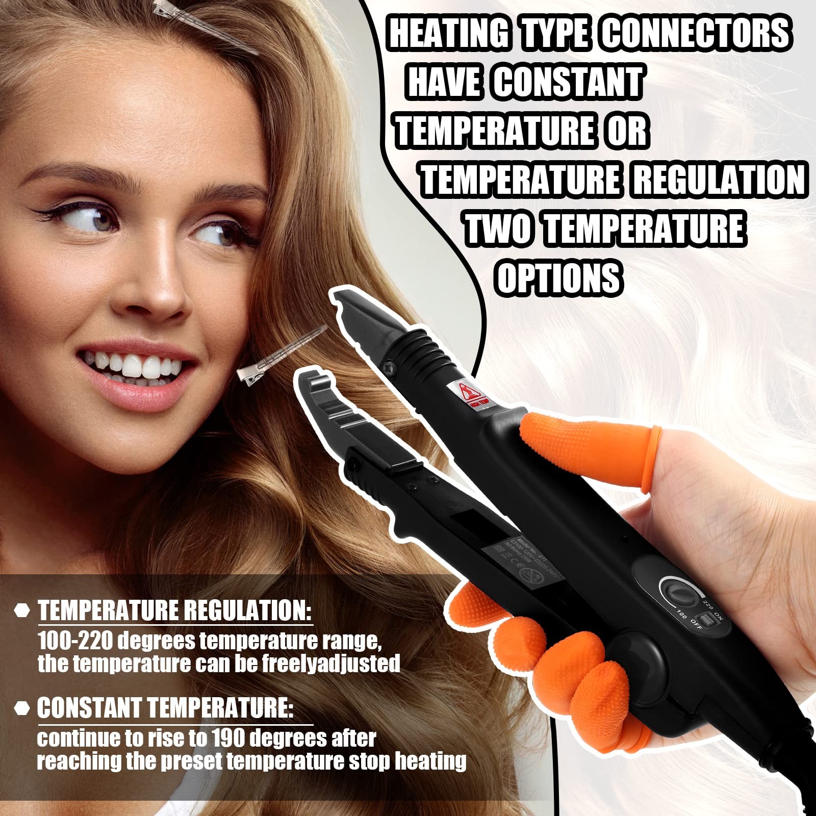 Hair Extensions Iron Fusion Keratin Heat Tool Heat Connector Wand with Fusion Gl