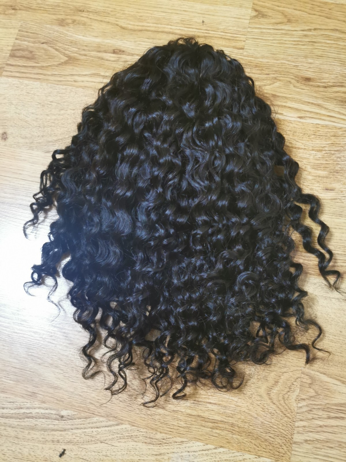Quality Natural Black Burmese Curly Human Hair Headband Wig 16″