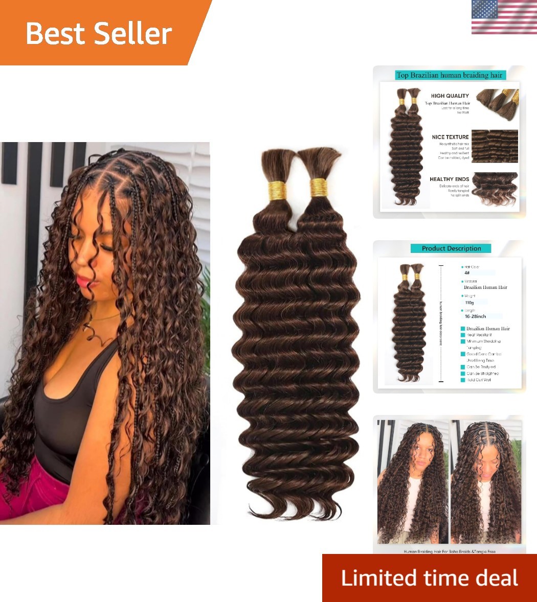 20 Inch Boho Braiding Hair – Deep Wave Human Hair 110g Pack for Stunning Styles
