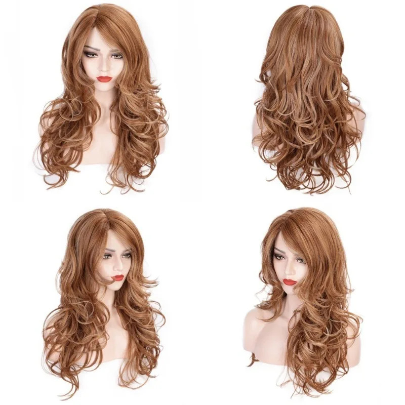 Colorful Long Curly Fluffy Wave Wig for Women Daily Party Match Chemical Fiber
