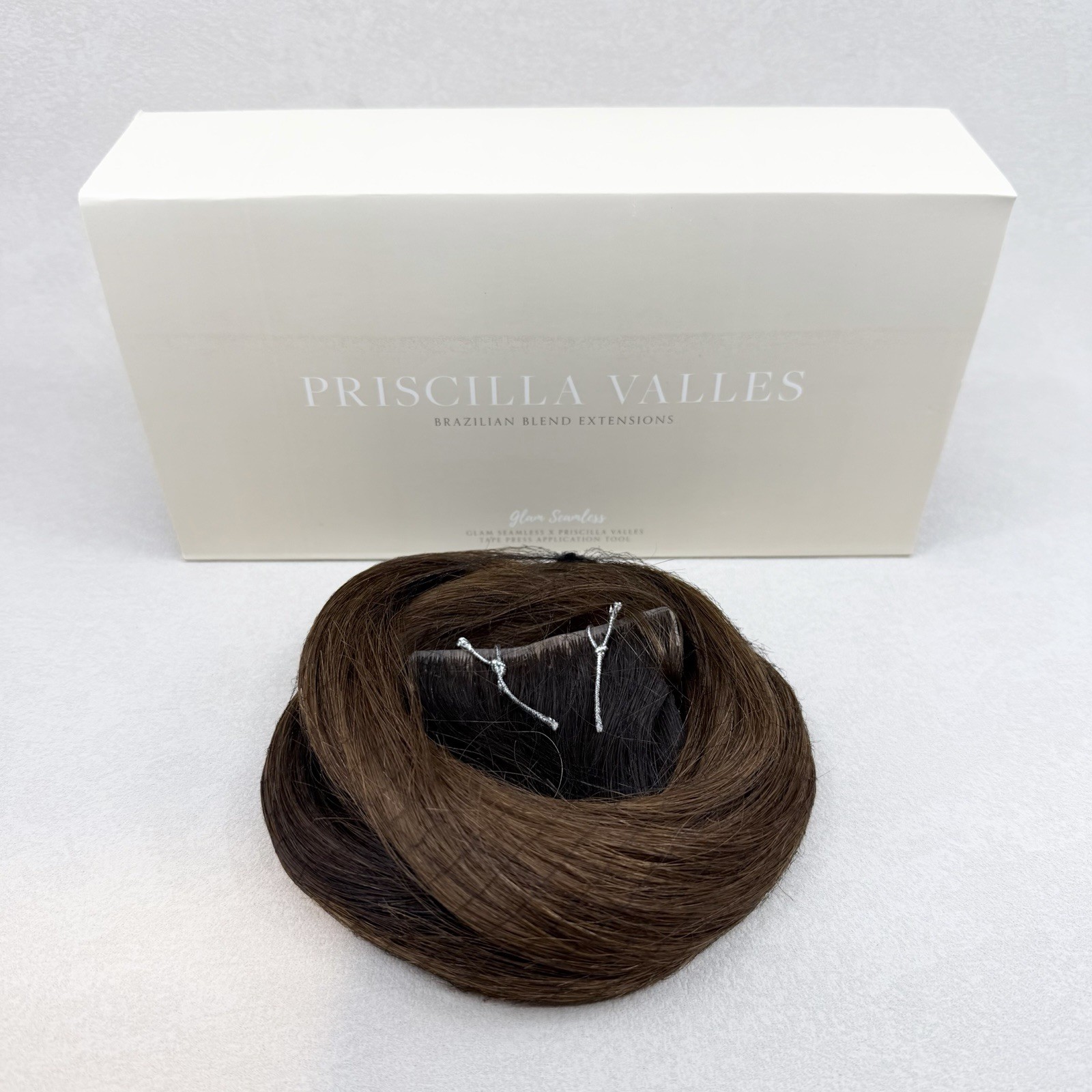 Glam Seamless x Priscilla Valles Tape In Hair Extension 25″ #5 Med Brown Ombré