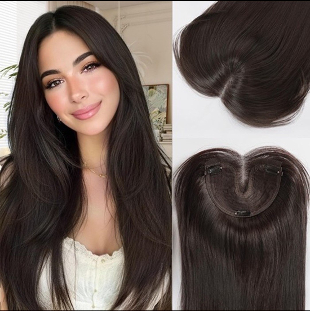 Isaic 24 Inch Synthetic Clip-In Topper Layered Hair Extension Dark Brown