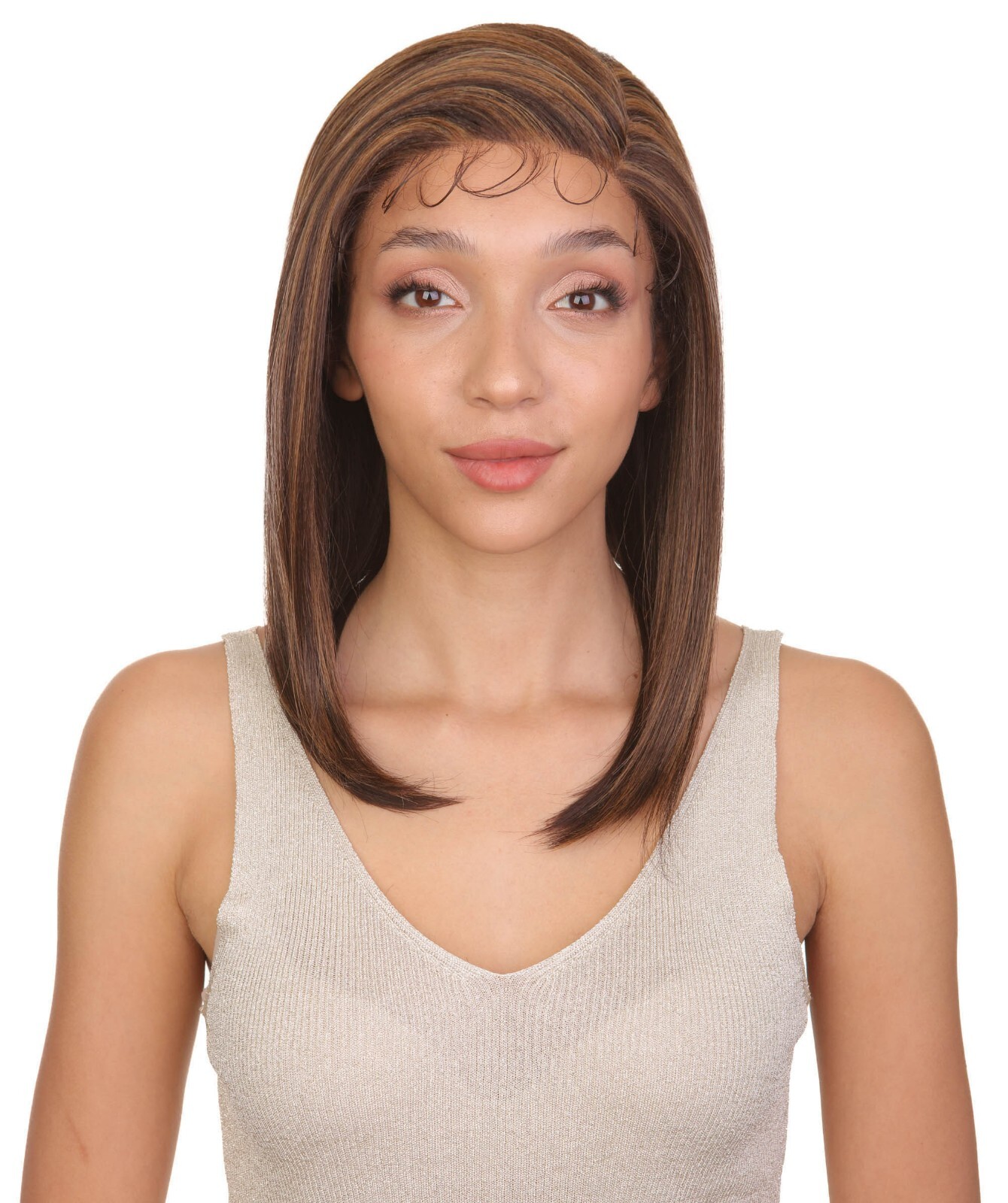 LUXLUXE Gabriell Straigh 18 inch Lace Front Wig, High Temperature Fiber, BL-0163
