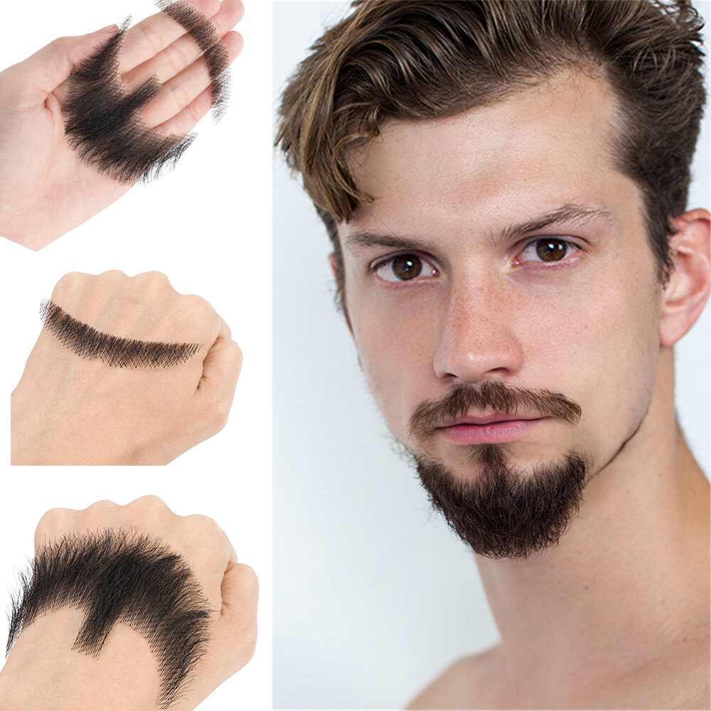 Fake Beard Hand Made Mustache 100% Human Hair Face Beard and Mustache for Adults