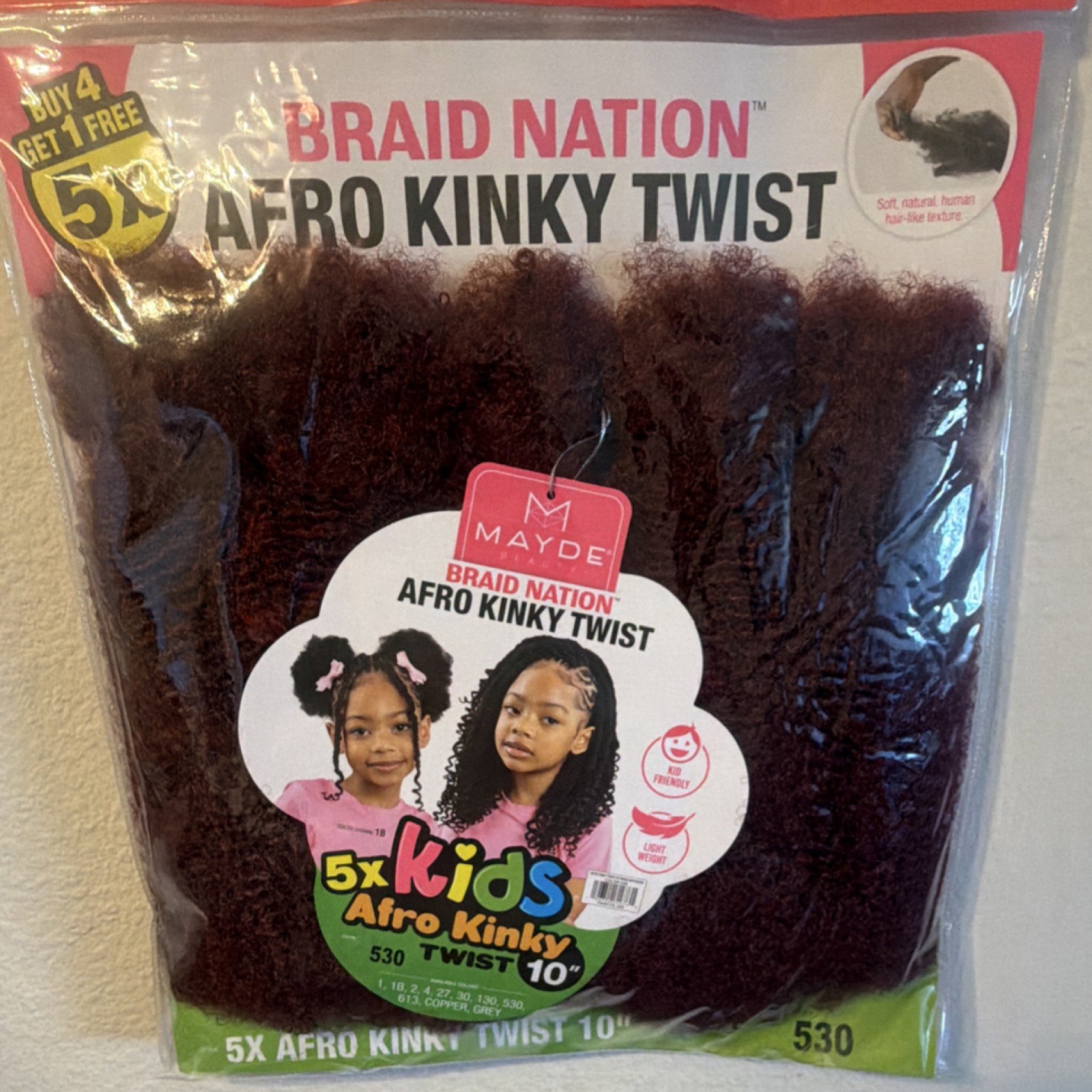 Mayde Beauty 5X Afro Kinky Twist Braid Hair 10″ 530 Synthetic Kids
