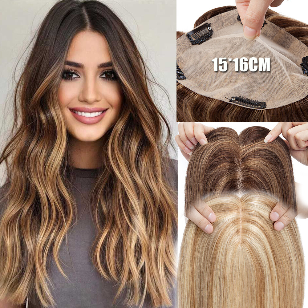 CLEARANCE Swiss Lace Topper Toupee 100% Remy Human Hair Clip In Top Piece Wiglet