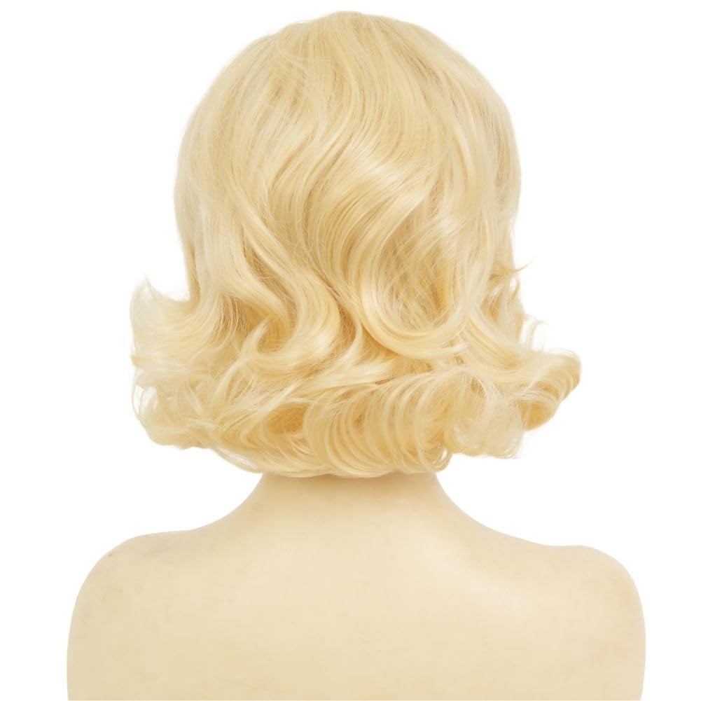 Blonde Vintage Curly Cosplay Wigs for Women Bouffant Beehive 50s 60s Retro Co…