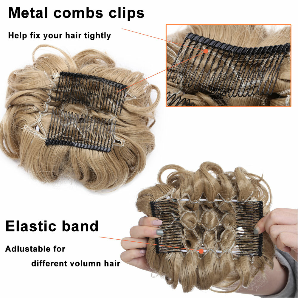 1PCS Real THICK Curly Chignon Messy Bun Updo Cover Clip in Hair Piece Extensions
