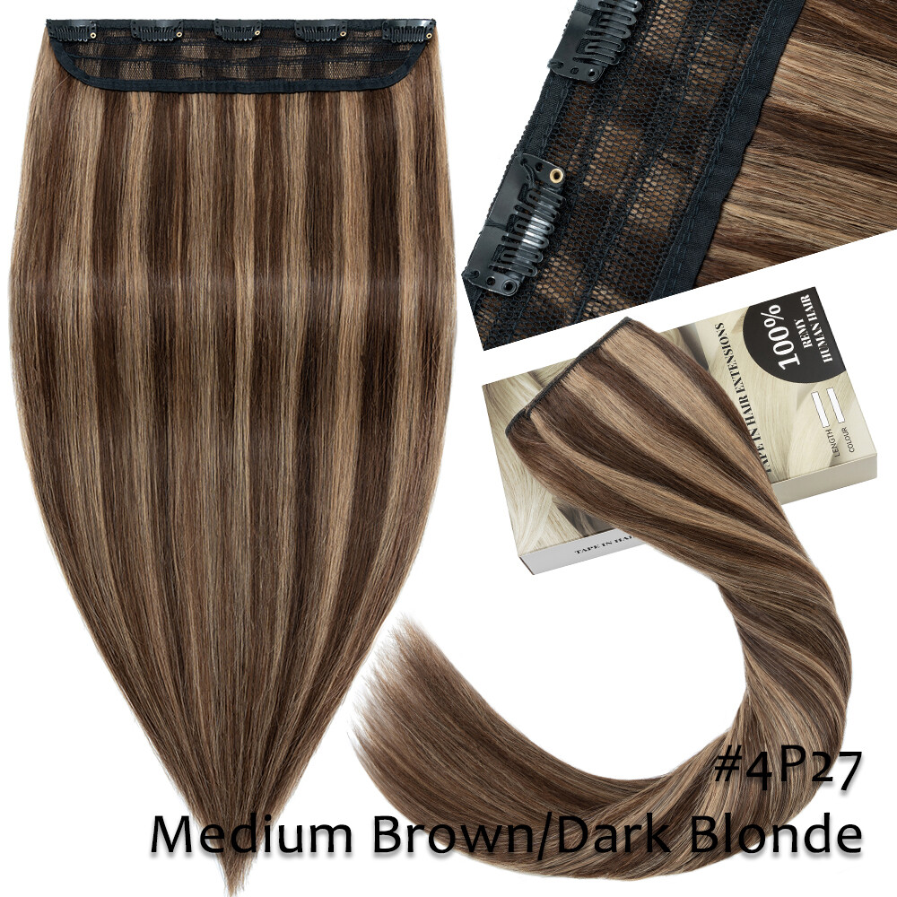 U Shape Russian 100% Remy Human Hair Extensions One Piece Clip In Weft Full Head