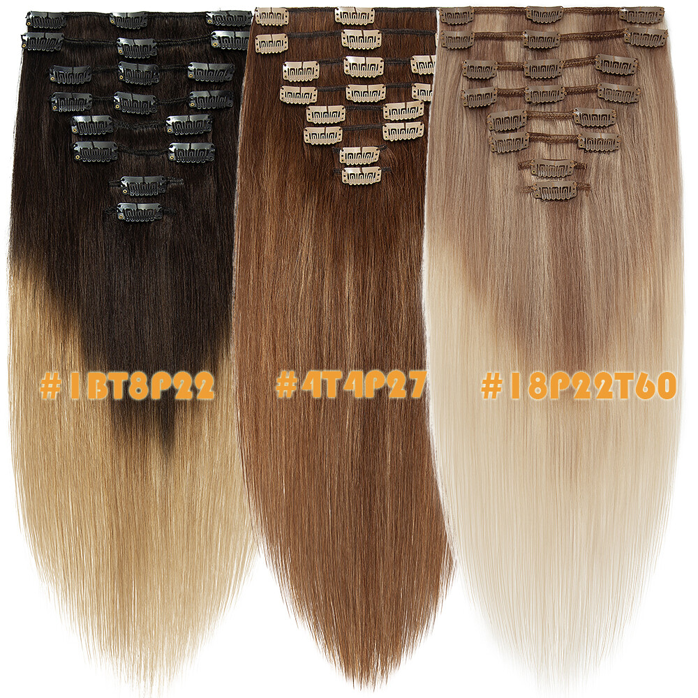 AAA+ Clip In Real Remy 100% Human Hair Extensions Full Head Long Medium Short US