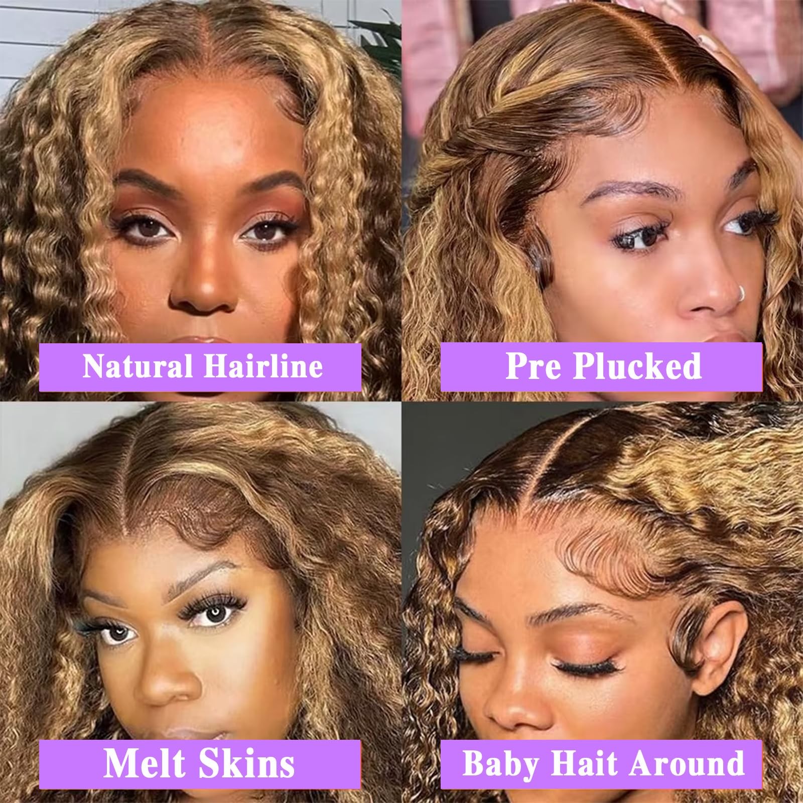 Punmasa 18 Inch Bob Wig Human Hair 13X6 Frontal Lace Wig 200 Density Highlight
